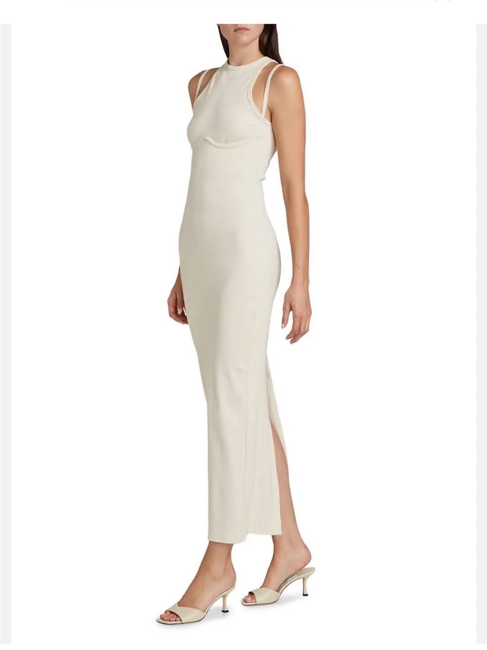 Fleur du Mal Strapless Sleeveless ribbed Maxi Dress with Dual-Strap Detail